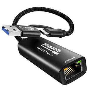 lot 18393 image: Plugable 2.5Gbps USB-C to Ethernet Adapter for Laptop