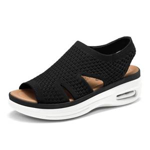 lot 18436 image: Mysoft Womens Walking Sandals Slip-On 1.5-Inch Platform Air Cushion, Size 8