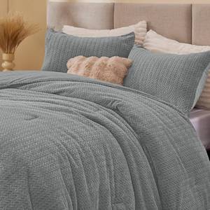 lot 19835 image: ChiXpace Fleece Queen Comforter Set Light Grey 3-Piece