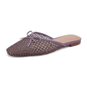 lot 19838 image: QIV Womens Purple Woven Mesh Ballet Flats Square Toe Slip-On Size 9