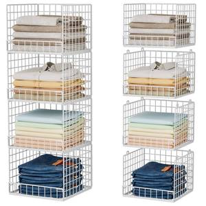 lot 19846 image: Huxitocan 4-Tier Stackable Closet Organizer Baskets Foldable Iron Mesh White