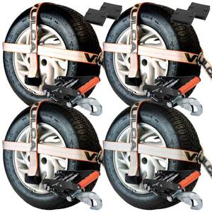 lot 19850 image: Vulcan Car Tie Down Straps 4 Pack 3,300 lb Snap Hook Silver Series
