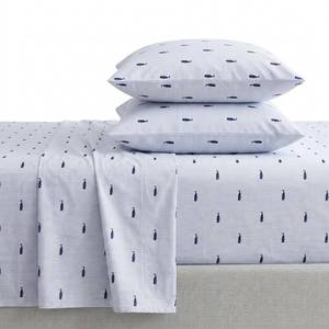 lot 19851 image: Nautica Twin Sheet Set 100% Cotton Percale 200 Thread Count Whale Stripe