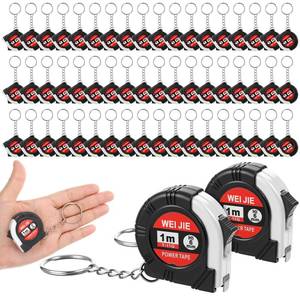 lot 19855 image: Lemecima Mini Retractable Tape Measure Keychain 3 Ft Black 50 Pcs