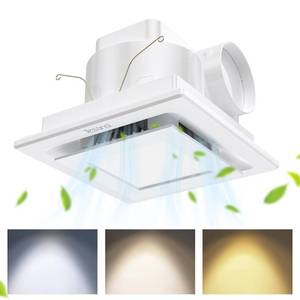 lot 19873 image: Tesansi Bathroom Exhaust Fan with 3CCT LED Light 100 CFM 1.0 Sone