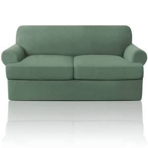 lot 19875 image: PrinceDeco T Cushion Loveseat Slipcover 3 Piece Stretch Sofa Cover Loden Frost