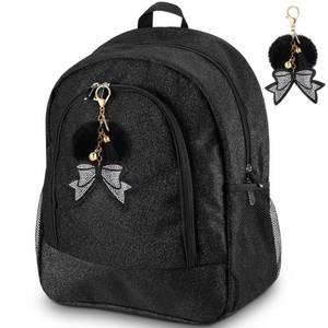 lot 19884 image: Noveread Cheer Backpack Black Glitter Large with Bow Keychain