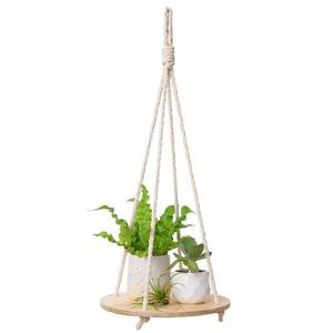 lot 19886 image: Dahey Round Plant Hanger Shelf Wood 13 Inch Diameter Indoor