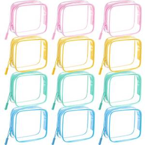 lot 19890 image: Sunnymove Pastel Clear Makeup Bags with Zipper 12 Pcs