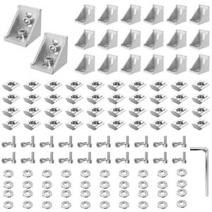 lot 20159 image: PETOX Aluminum Extrusion Corner Connector Set 4040 Series 20 Pcs Silver