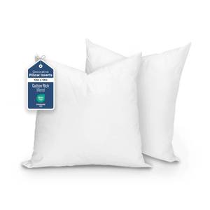 lot 20168 image: Martex Decorative Throw Pillow Inserts, White, 12 x 12 in, Pack of 2
