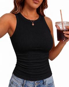 lot 20196 image: GAYHAY Womens Black Ribbed Tank Top High Neck Sleeveless Racerback Slim Fit Medium