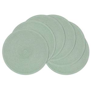 lot 20213 image: SHACOS Round Placemats Set of 6 15 Inch Washable Cotton Polyester, Sage Green