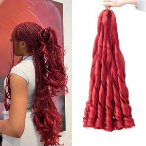 lot 20258 image: GOTEFERBE French Curl Braiding Hair 24 Inch Loose Wavy Synthetic Red