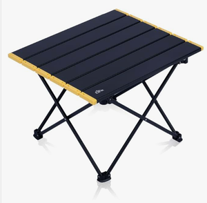 lot 11169 image: Black Aluminum Roll-Top Folding Camp Table with Carry Bag