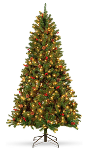 lot 11190 image: Best Choice Products Artificial Pine Christmas Tree w Pine Cones & Metal Stand