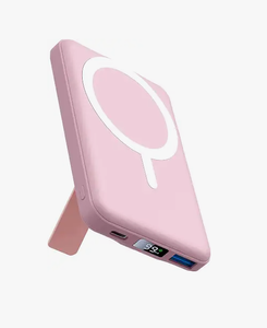 lot 12867 image: Aoguerbe Pink Magnetic Portable Power Bank with Fold-Out Kickstand