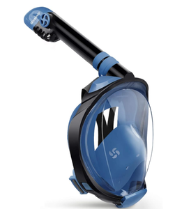 lot 12909 image: Full-Face Snorkel Mask Teal and Black w Top Snorkel and Action Camera Mount