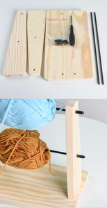 lot 20187 image: Wooden Yarn Ball Holder Stand Kit with Dowel Rods and Screws