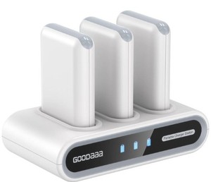 lot 11130 image: Portable Charger Station with 3 Power Banks, Wall Adapter & USB Cable