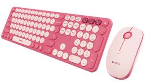 lot 1120 image: Seenda COE202 Bluetooth Keyboard and Mouse Combo, Retro Round Keys, Pink