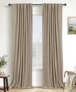lot 1122 image: 100% Blackout Shield Linen Blackout Curtains 90 Inch Long Burlywood Birch