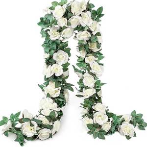 lot 1130 image: YRIOWMI 10 Pcs Artificial Pink Rose Vine Garland 7.5 Ft Hanging Floral