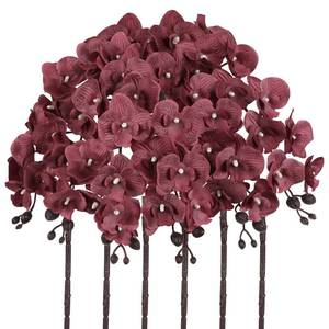 lot 1163 image: Zezzos Artificial Orchid Flowers 6 Pcs Silk Faux Phalaenopsis Dark Red