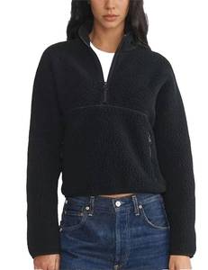 lot 1169 image: Aimiray Womens Quarter Zip Sherpa Fleece Pullover Jacket, Black, Size L