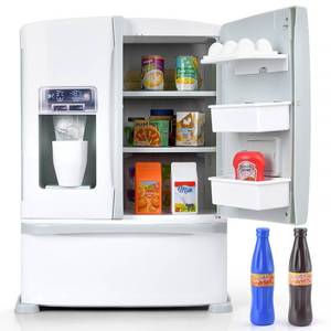 lot 1197 image: PLAY Toy Refrigerator with Ice Dispenser Kids Pretend Play Kitchen Set White