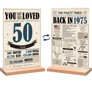 lot 2007 image: Blazeon 50th Birthday Acrylic Table Sign 11 x 8 Inch Double-Sided