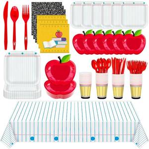 lot 2064 image: Gaiaring Back to School Party Tableware Set 152 Pcs 25 Sets Apple Plates
