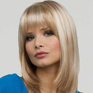 lot 2086 image: Swiking Womens Blonde Bob Wig Bangs Straight Shoulder Length Synthetic Silver
