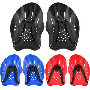 lot 2110 image: Skylety Swim Hand Paddles 3 Pairs Adjustable Straps Red Blue Black