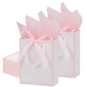 lot 2117 image: OEMVALATY Gift Bags with Handles and Tissue Paper 10 Pack 9 x 7 x 3.15 In