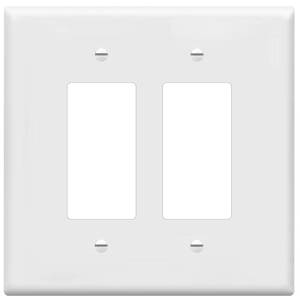 lot 2119 image: ENERLITES 2-Gang White Oversize Decorator Switch Outlet Wall Plate Cover