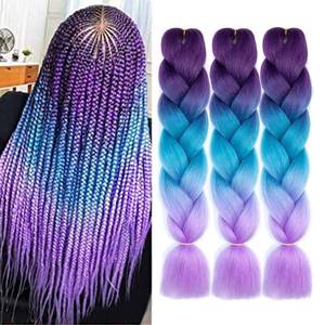 lot 2456 image: Serena Hair Jumbo Braiding Hair Fiber Ombre Synthetic 24 Inch 3 Pack