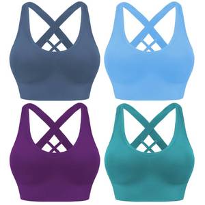 lot 2457 image: Evercute Womens Sports Bra High Support Padded Criss Cross Seamless 3-5 Pack, Small