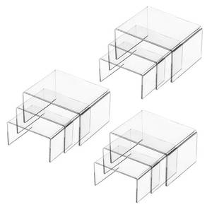 lot 2462 image: Hedume Clear Acrylic Display Risers Set of 9 U-Shaped