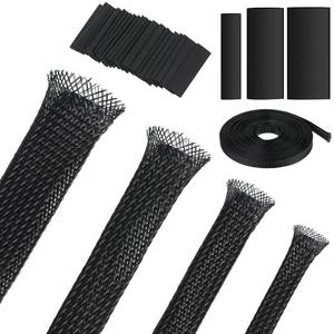 lot 2463 image: Tatuo Expandable Braided Cable Sleeve Wire Sheathing 65.6ft Black