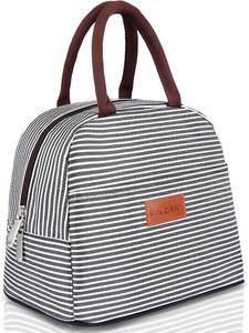 lot 2476 image: BALORAY Insulated Lunch Bag Black White Stripes Size M