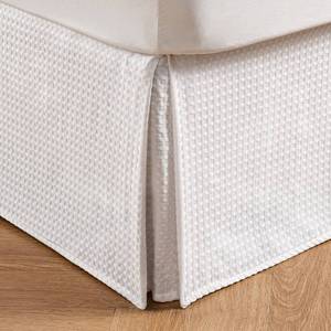 lot 2487 image: MIYE Pleated Waffle Weave Bed Skirt Queen 14 Inch Drop White