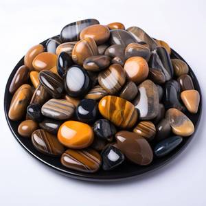 lot 2491 image: Polished Tigers Eye Tumbled Gemstones 72 Pcs 0.5 in 10 oz