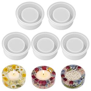 lot 2493 image: Alrhso 5 PCS Silicone Tea Light Candle Holder Resin Mold Set 2.76 in