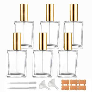 lot 2494 image: BEGIKET 6 Pack Clear Square Glass Fine Mist Spray Bottle 50ml 1.7 oz