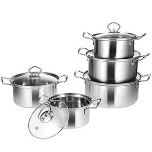 lot 7639 image: MAGICLULU Stainless Steel Soup Pot Set 5-Piece with Glass Lids 6.41 Inch