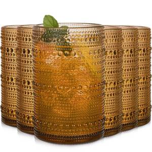 Hobnail Drinking Glasses Set of 6 15 oz Highball Glasses