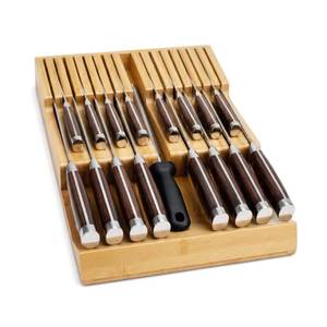 lot 7656 image: WenCraft Bamboo In-Drawer Knife Block Organizer, Holds 16 Knives