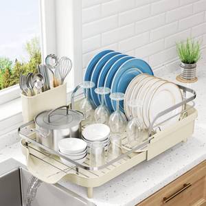 lot 7661 image: SNTD Expandable Dish Drying Rack 15.2-22.1 in Beige