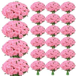 lot 7662 image: Ovveroche Artificial Roses 150 Pcs Long Stem Silk Flower Pink